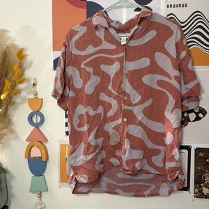 Arizona Jean Co Abstract Print Button-Up Shirt Medium